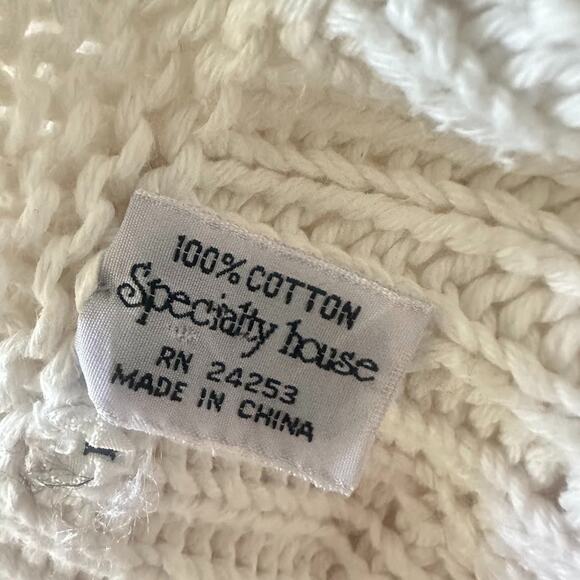 Specialty House White Crochet Sweater Cardigan Vest Large Button Boho Fisherman - Picture 8 of 11